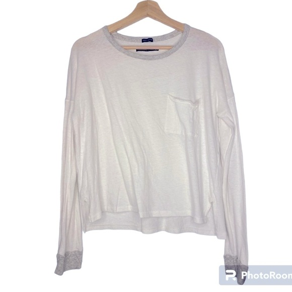 ABERCROMBIE & FITCH LIGHTWEIGHT WHITE COTTON LONG SLEEVE TOP SIZE SMALL - Picture 1 of 3
